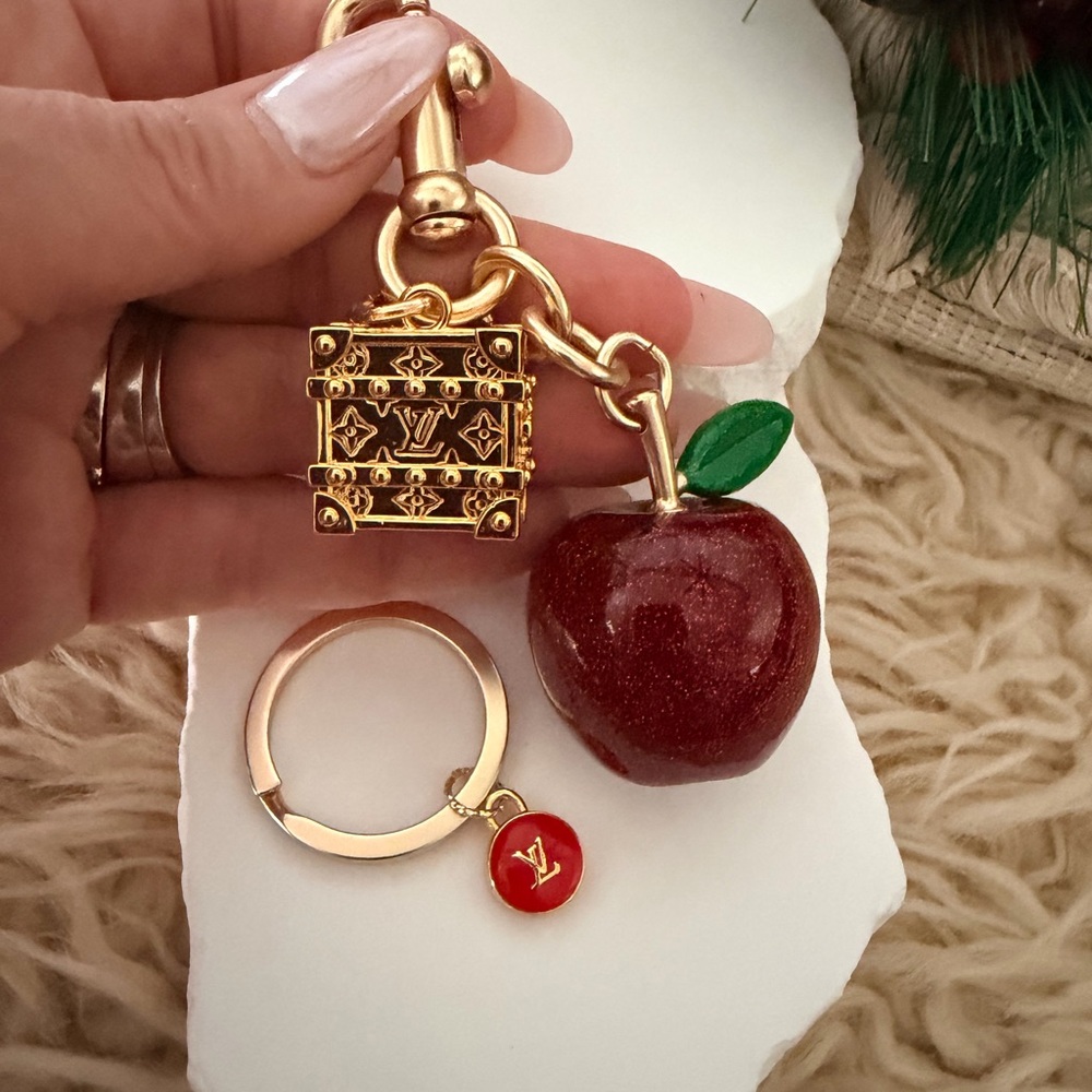 LV Gold and Red Apple Bag Charm/ Keychain